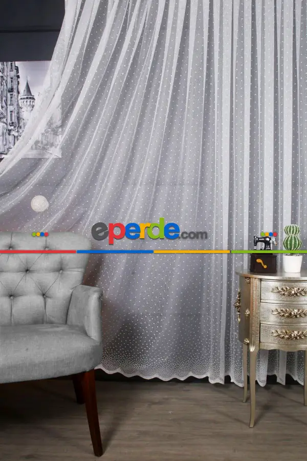 Tül Perde - Desenli Tül - Puanlı Desen Örme Tül