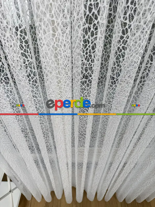 Yatak Odası - Desenli Fransız Dantel Örme Tül Perde, Desenli Ütü İstemeyen Tül