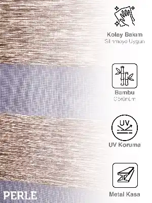 Perle Kırçıllı Kahve Renk Bambu Stor Zebra Perde Yüksek Kalite Alüminyum Kasa Soft Bamboo