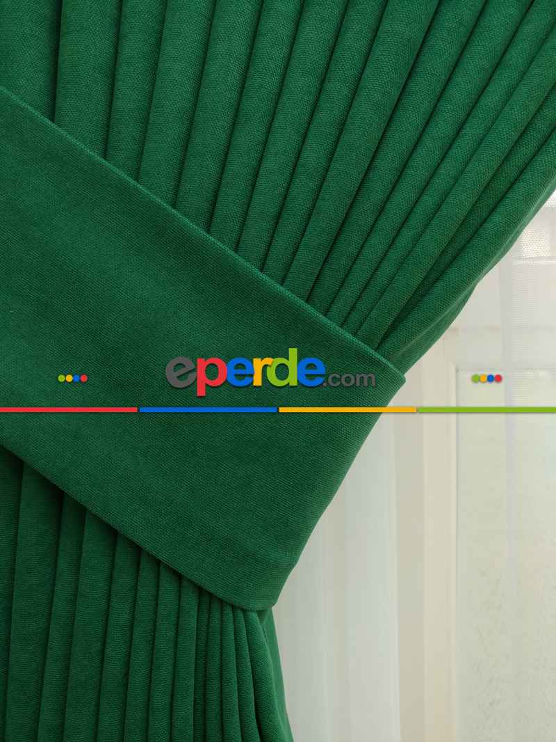 Koyu Yeşil - Düz Fon Perde ( Dökümlü Fon Perde)- Yeşil