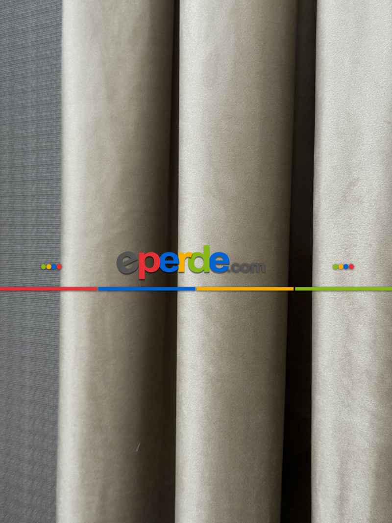 Yatak Odası - Bej İthal Kadife Fon Perde, Premium Kalite Serisi Kadife Fon Perde