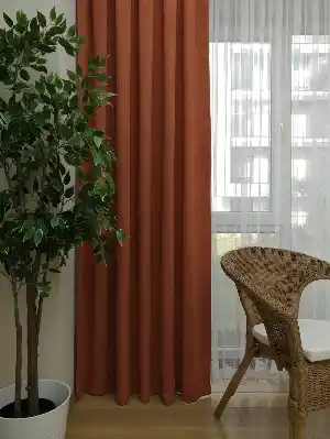 Kiremit Rengi Düz Fon Perde 180cm En- Kiremit Rengi