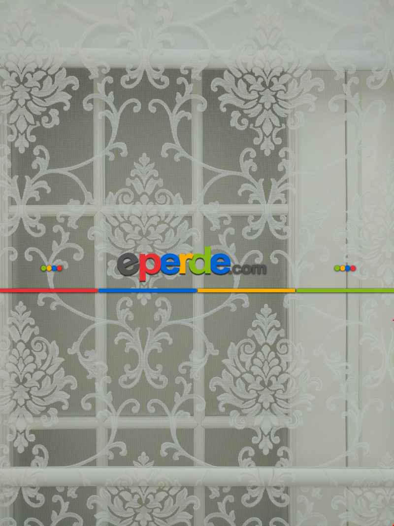 Tül Stor Çiftli Sistem Yakma Zemin Ekru Damax-gri Simli-ekru