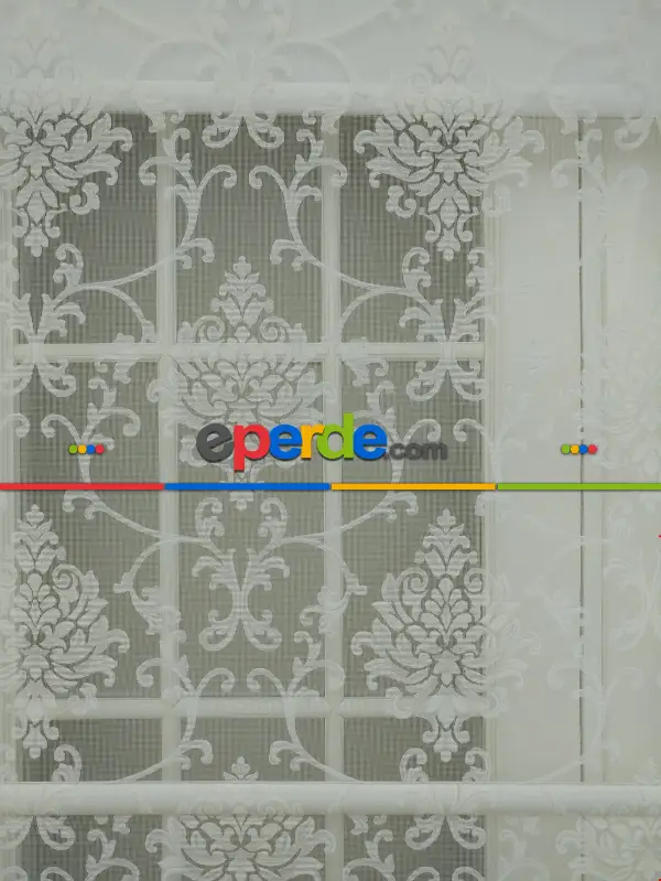 Tül Stor Çiftli Sistem Yakma Zemin Ekru Damax-gri Simli-ekru