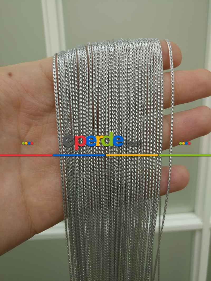 İp Perde - Gri Renk İnce Zincir Serisi İp Perde (beyaz, Krem, Gri, Kırmızı, Bordo, Siyah, Mavi, Pembe, Sarı)- Gri-füme-antrasit