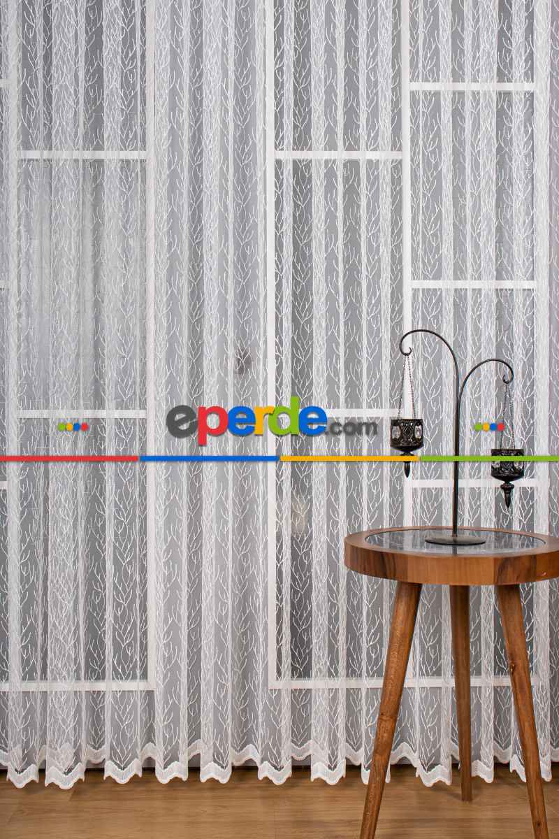 Yatak Odası - Kuru Dal Brode Tül Perde - Ekru