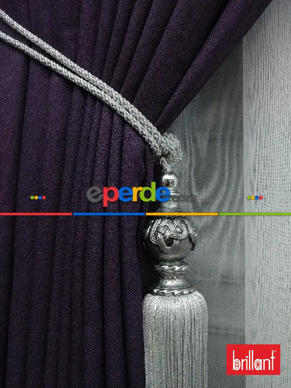 Yatak Odası - Brillant Keten Mor Renk Düz Fon Perde - Mor Patlıcan Moru