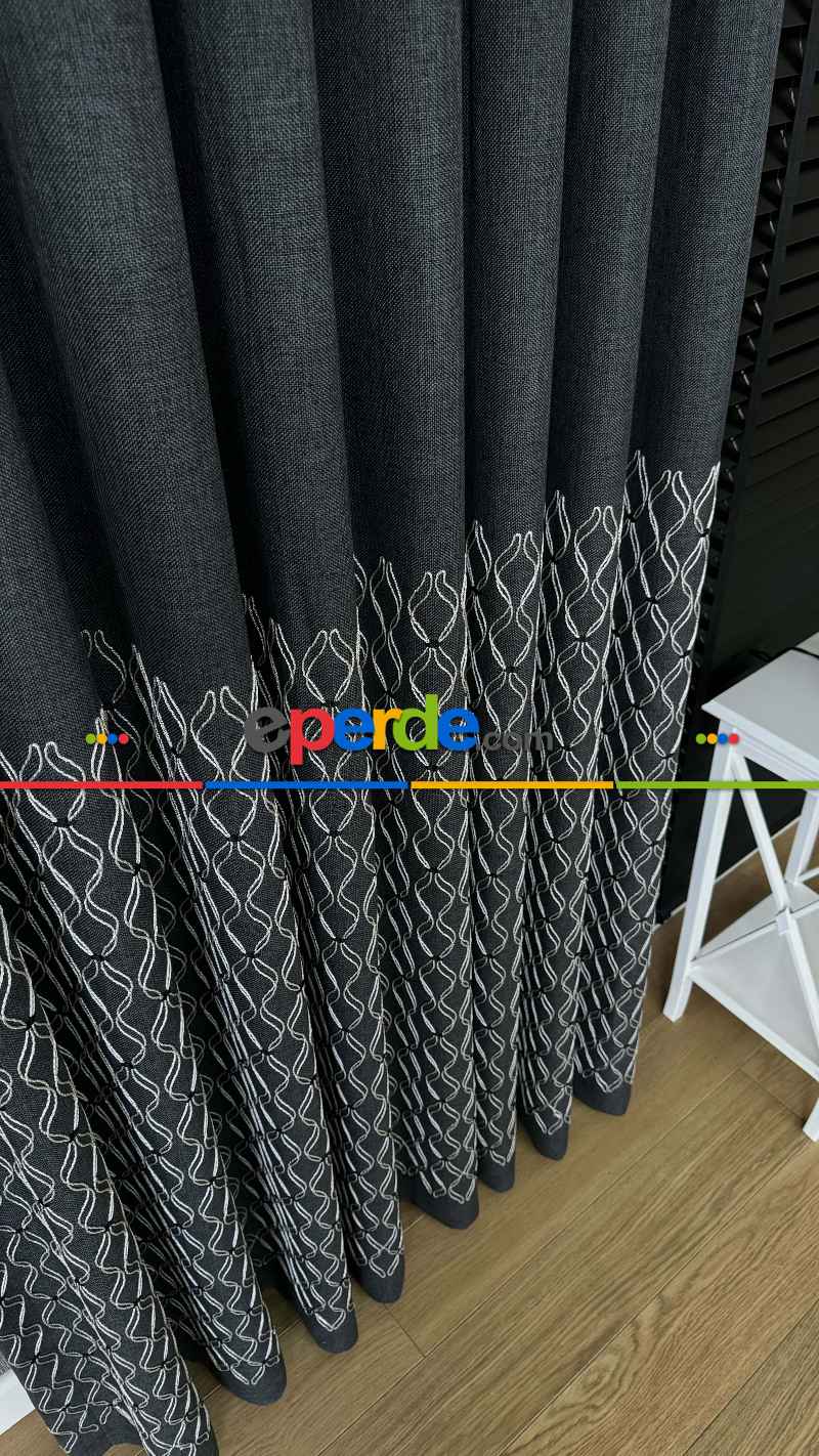 Antrasit Gri Füme Premium Keten Jakar Dokuma Pano Fon Perde - Gramajlı 2025
