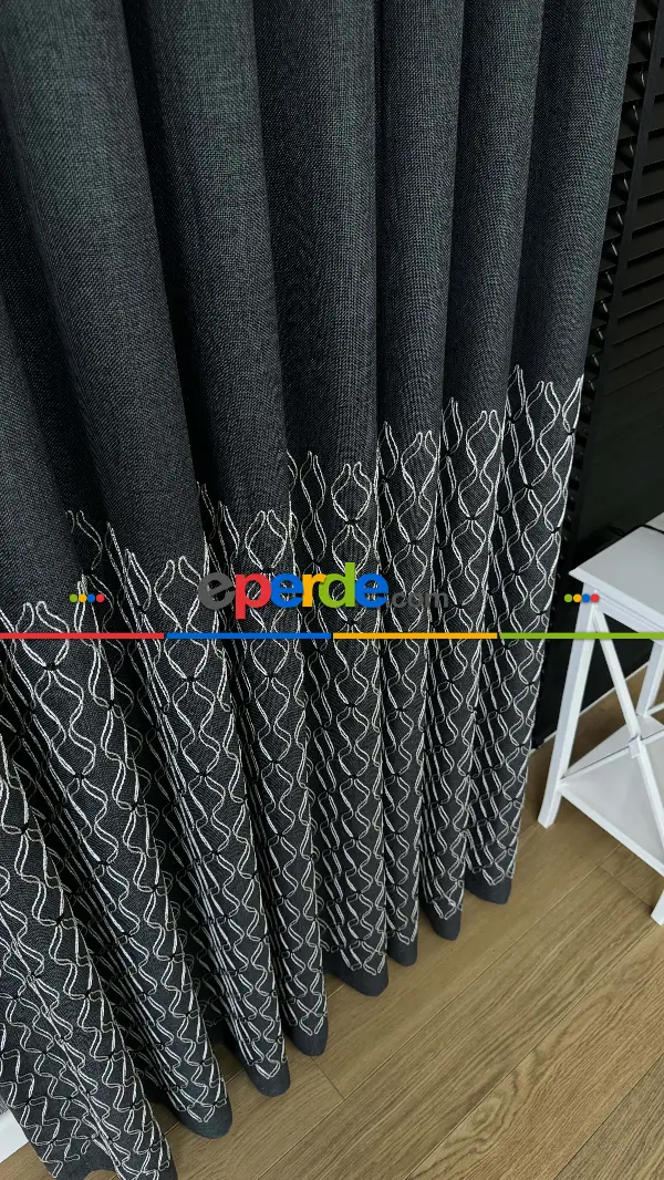 Antrasit Gri Füme Premium Keten Jakar Dokuma Pano Fon Perde - Gramajlı 2025