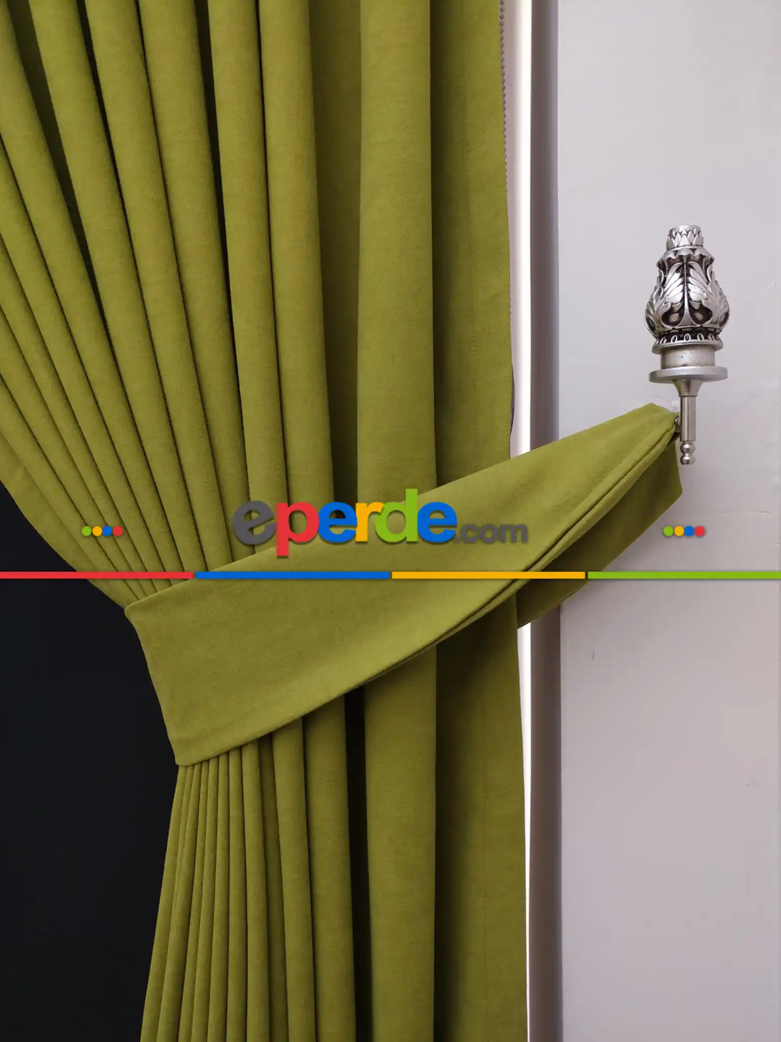 Düz Renk Dökümlü Fon Perde (180)- Fıstık Yeşili