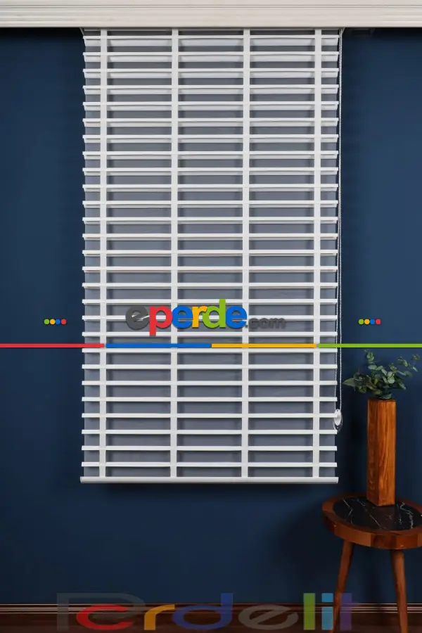 Perdelit Beyaz 50mm Silüet Kumaş Jaluzi Perde