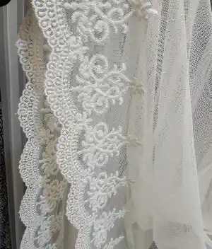 Etek Ucu Desenli Grek Zemim Tül Perde Ekru