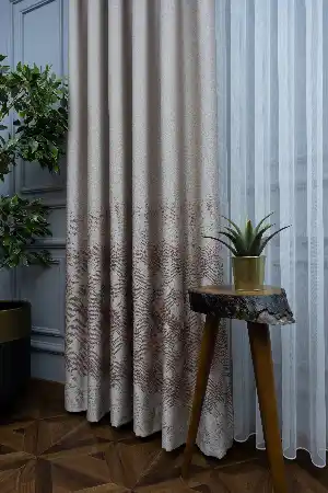 Modern Pano Fon Perde Renk Geçişli Çift Renk - 505- Bej-kahve Koyu-gri Açık-kiremit Rengi