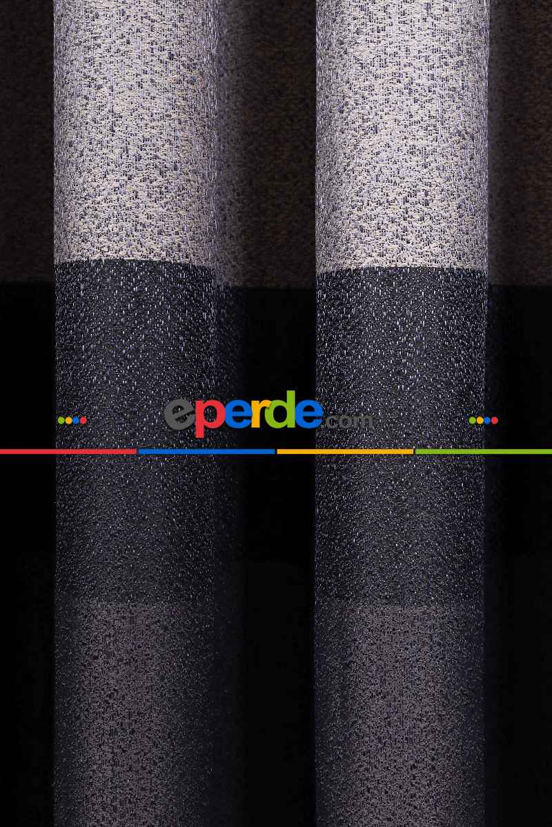 Yatak Odası Fon Perde - Vizon - Lacivert Pano Fon Perde