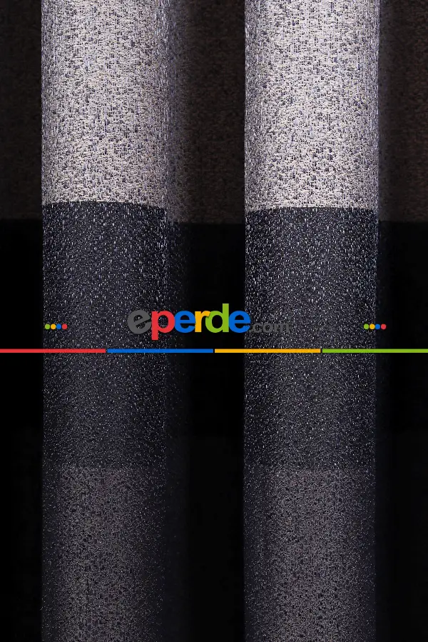 Yatak Odası Fon Perde - Vizon - Lacivert Pano Fon Perde