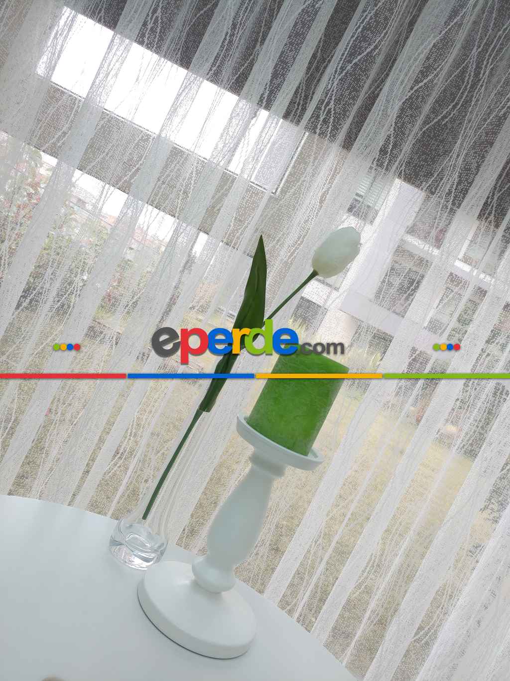 Mutfak Fransız Dantel 2021 Tül Perde- Ekru