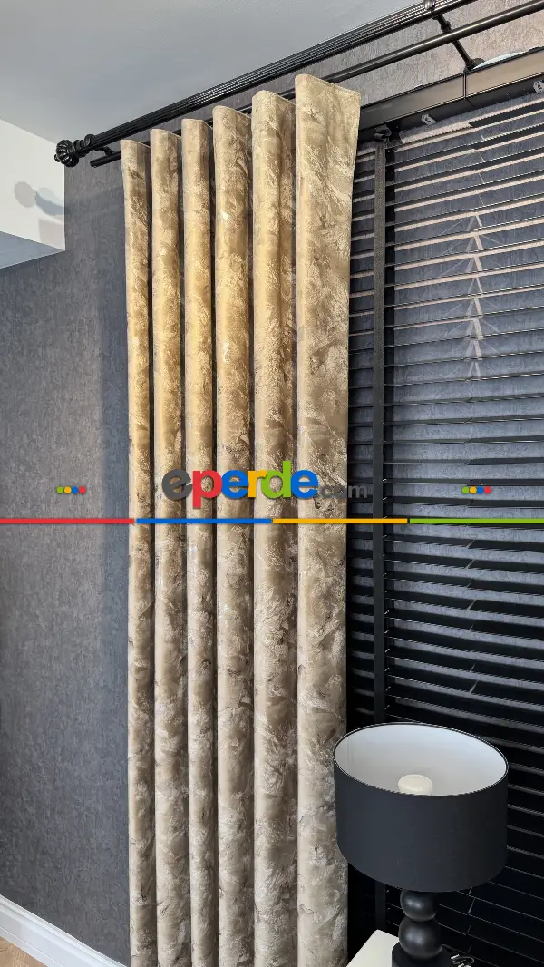 Bej İthal Kadife Fon Perde