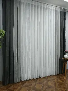Lens Akıllı Dikey Tül Perde 111- Siyah-beyaz-gümüş-antrasit