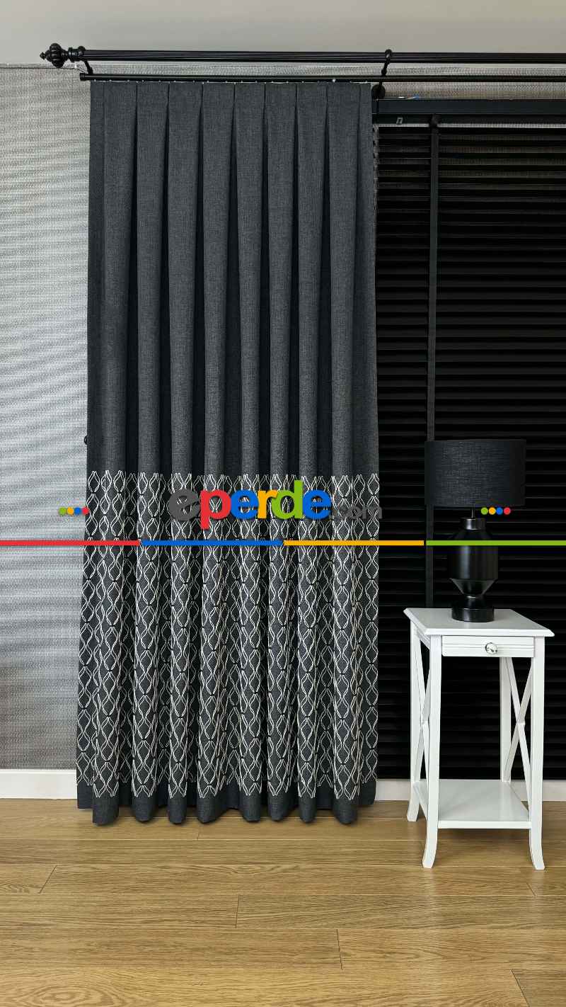 Antrasit Gri Füme Premium Keten Jakar Dokuma Pano Fon Perde - Gramajlı 2025