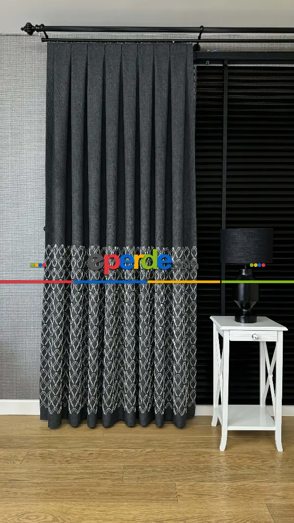 Antrasit Gri Füme Premium Keten Jakar Dokuma Pano Fon Perde - Gramajlı 2025