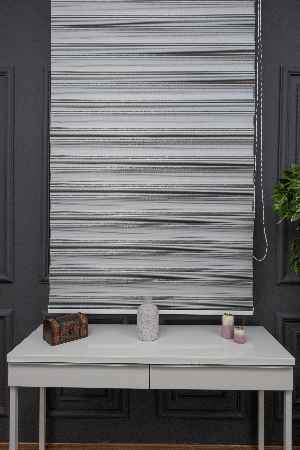 Zebra Perde - Yarım Pilise - Gümüş Simli Renk Geçişli Zebra Perde