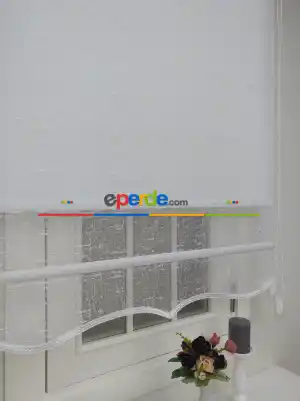 Çiftli Sistem Tül Ve Stor Perde Bdz ( 819 )- Beyaz