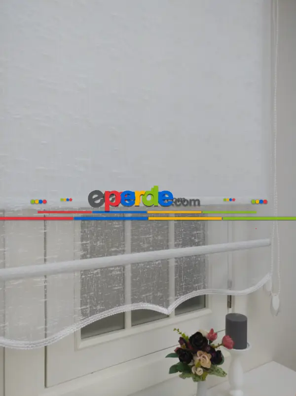 Çiftli Sistem Tül Ve Stor Perde Bdz ( 819 )- Beyaz