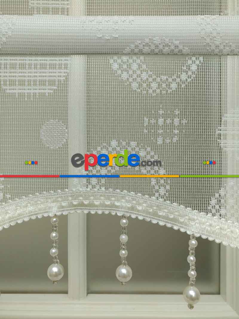 Çiftli Sistem Tül Ve Stor Perde - Dama Desen- Ekru Renk
