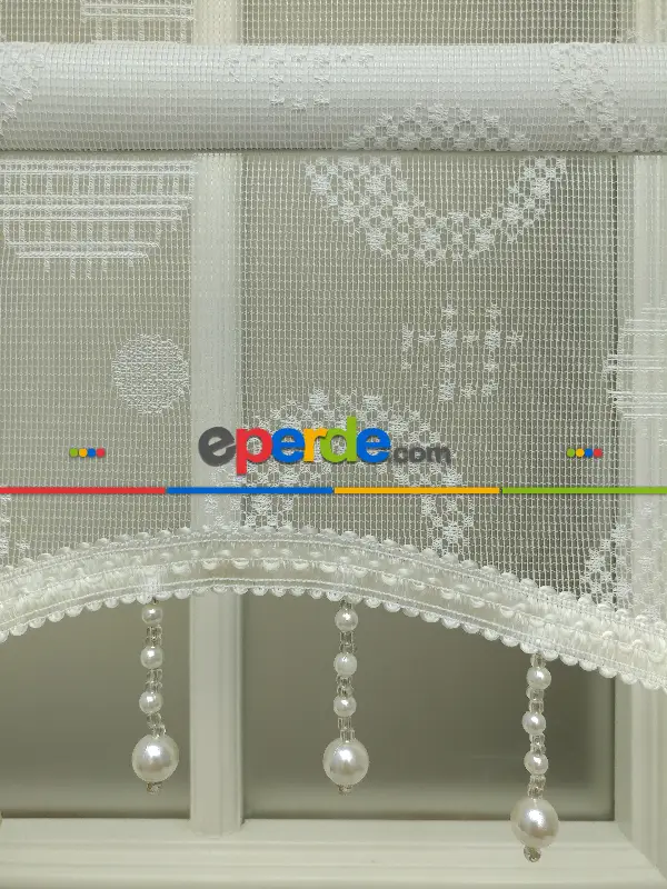 Çiftli Sistem Tül Ve Stor Perde - Dama Desen- Ekru Renk