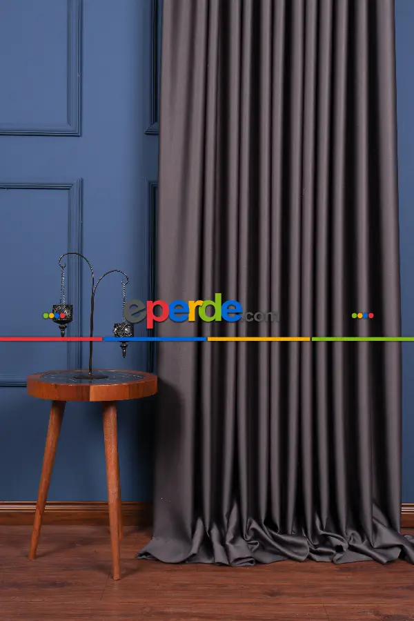 Yatak Odası Fon Perde - Füme- Antresit Blackaut Fon Perde 0 Işık Geçirmez