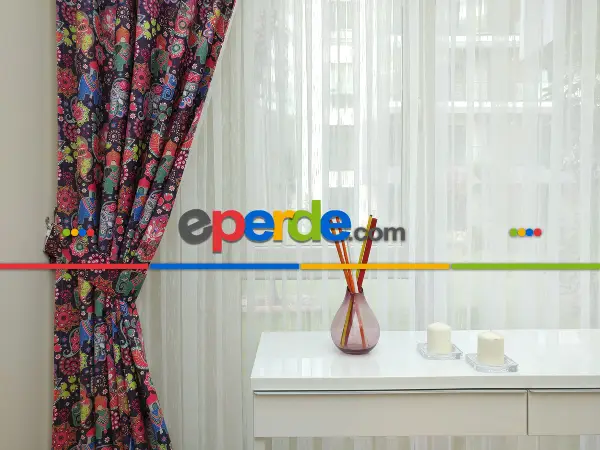 Fil Desenli Etnik Hazır Fon Perde - Kumaşı Kalındır Duck Bezi Değildir- Lacivert-Mavi-Beyaz-Mor-Fuşya