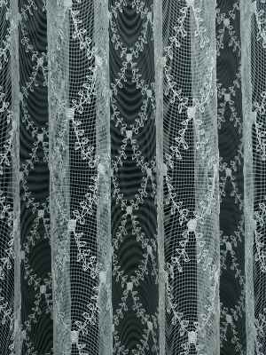 Brode İşlemeli Nakışlı Tül Perde Balık Ağı Desen- Ekru