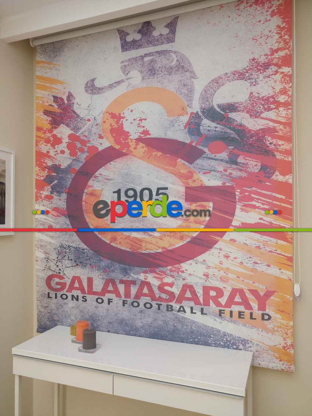 Gs Taraftar Galatasaray Dijital Baskılı Stor Perde- Gri-Füme-Antrasit-Kırmızı-Sarı-Turuncu