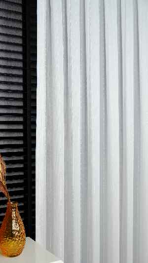 Nokta Tasarım Dokulu Zarif Çizgili Tül Perde Mars