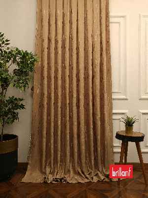 Salon Brillant Jakar Fon Camel Renk Düz Fon Perde - Camel