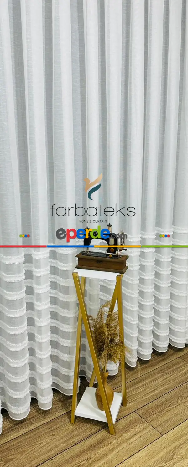 Puf Puf Ponponlu Saçaklı Tül Perde