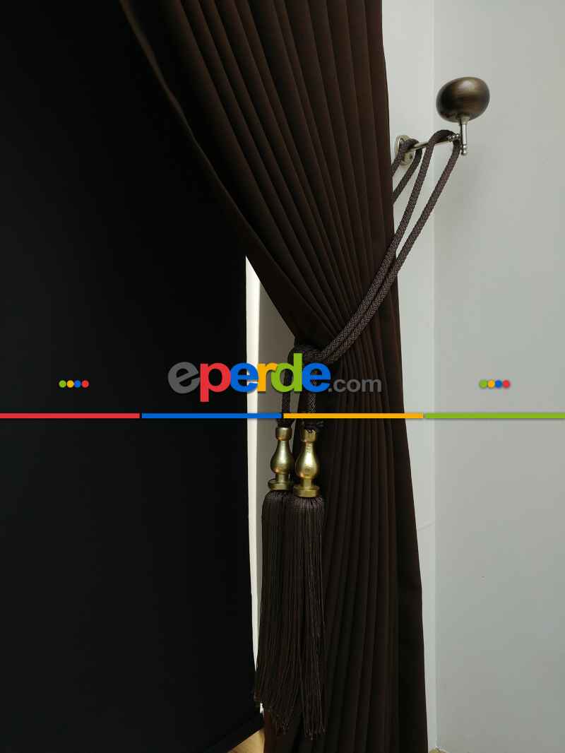 Düz Renk Dökümlü Fon Perde (150)- Kahverengi