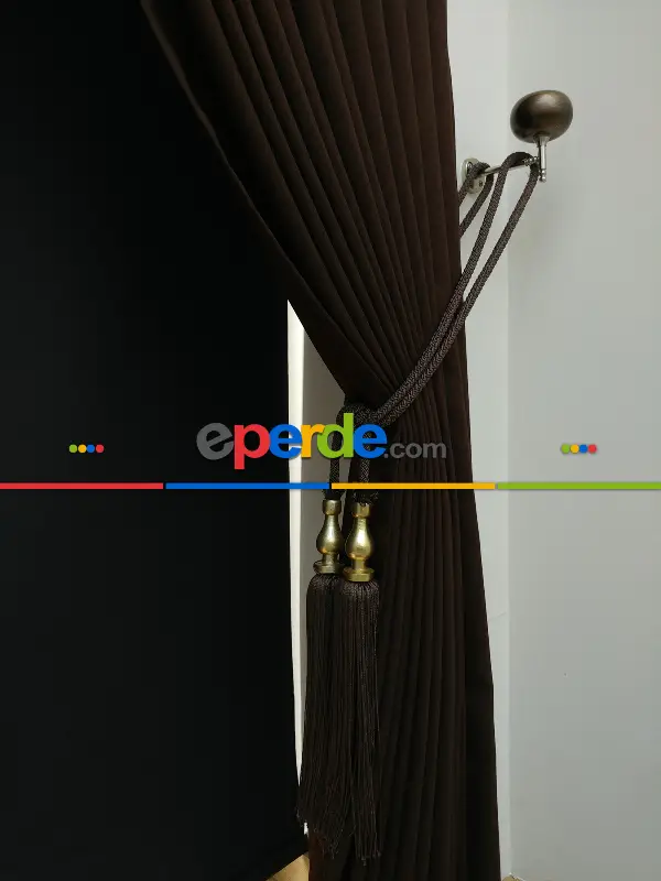 Düz Renk Dökümlü Fon Perde (150)- Kahverengi