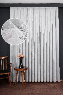 Ozi Yeni Sezon Çizgili Örme Tül Perde