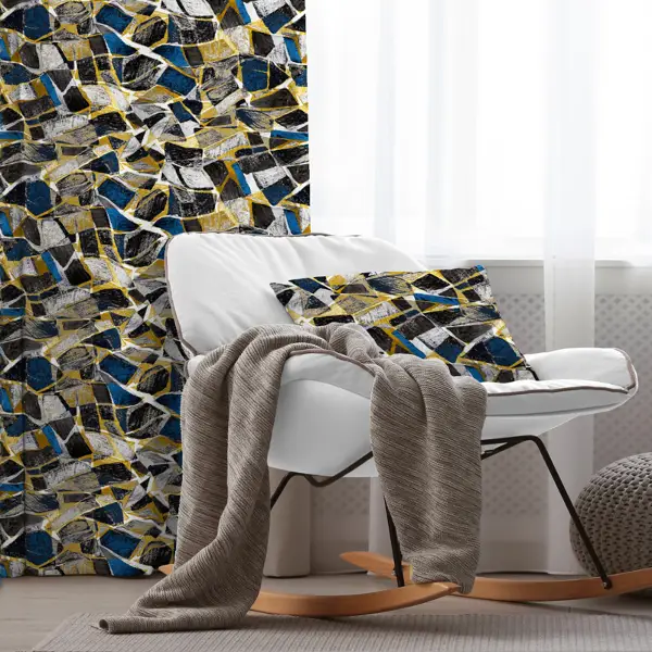 Oturma Odası Fon Perde Evim736 Kumaşı Kalındır Duck Bezi Değildir- Mavi-beyaz