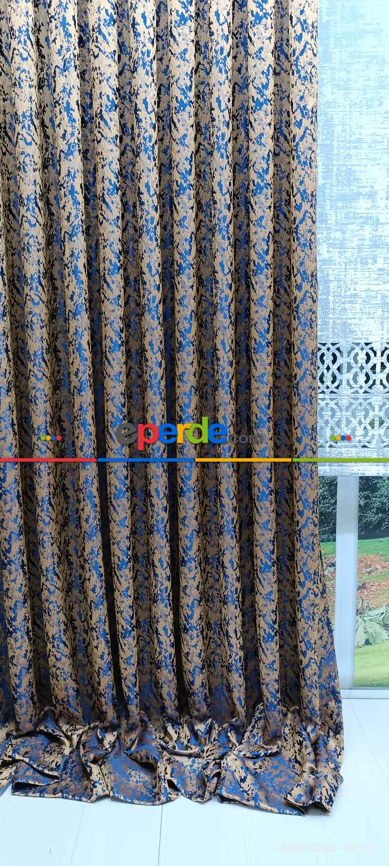 Oturma Odası -  2025 Elit Modern Desenli Fosforlu İplik Dokuma Fon Perde - 2