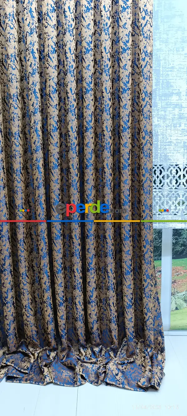 Yatak Odası - 2023 Elit Modern Desenli Fosforlu İplik Dokuma Fon Perde - 2