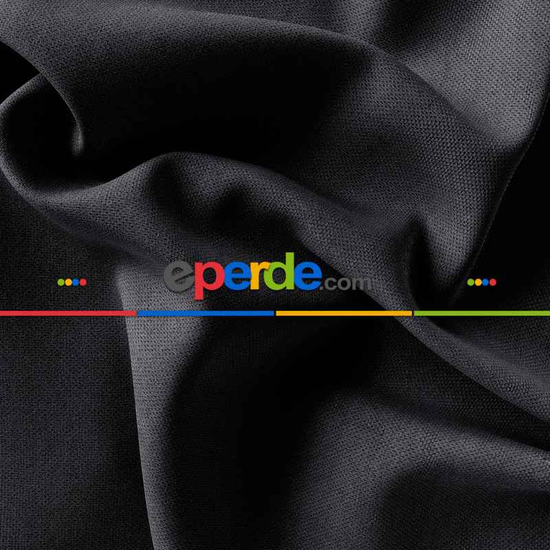 Kadife Dokulu Fon Perde Pilesiz Tek Kanat Siyah