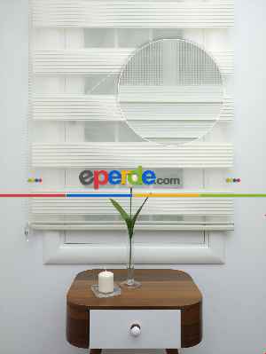 Krem Geniş Pliseli Zebra Perde- Krem