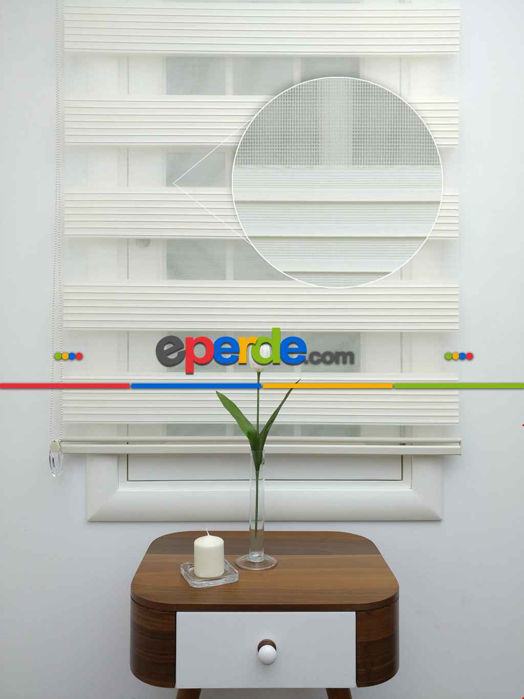 Krem Geniş Pliseli Zebra Perde- Krem