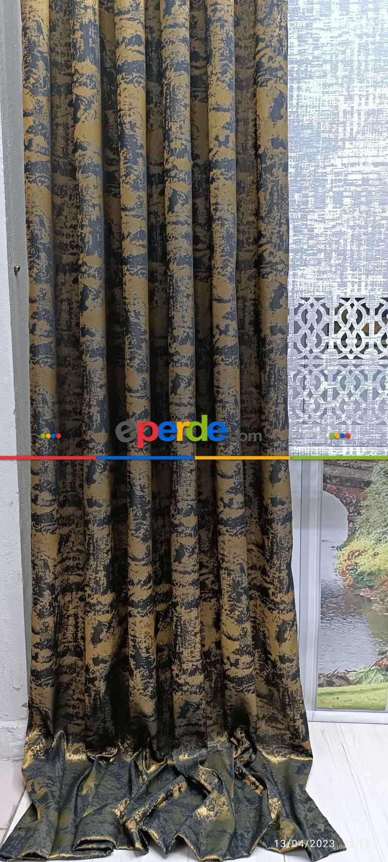 Oturma Odası -  2025 Elit Modern Damask Desenli Fosforlu İplik Dokuma Fon Perde - 1