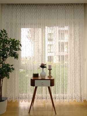 Brode İşlemeli Nakışlı Tül Perde Balık Ağı Desen- Ekru