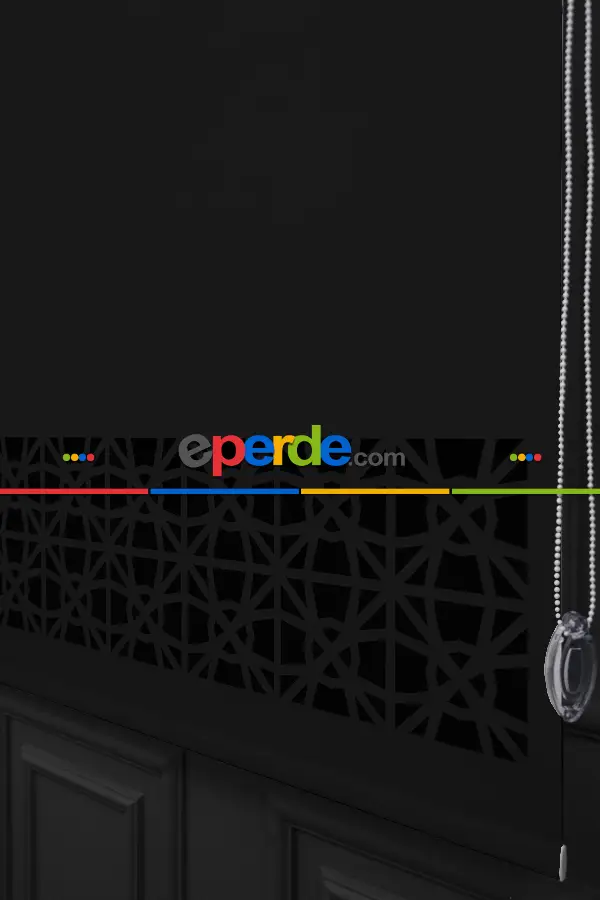 Yatak Odası - Siyah Renk Lazer Kesim Mat Stor Perde (ister Düz - İster Lazer Kesimli Satın Alın)