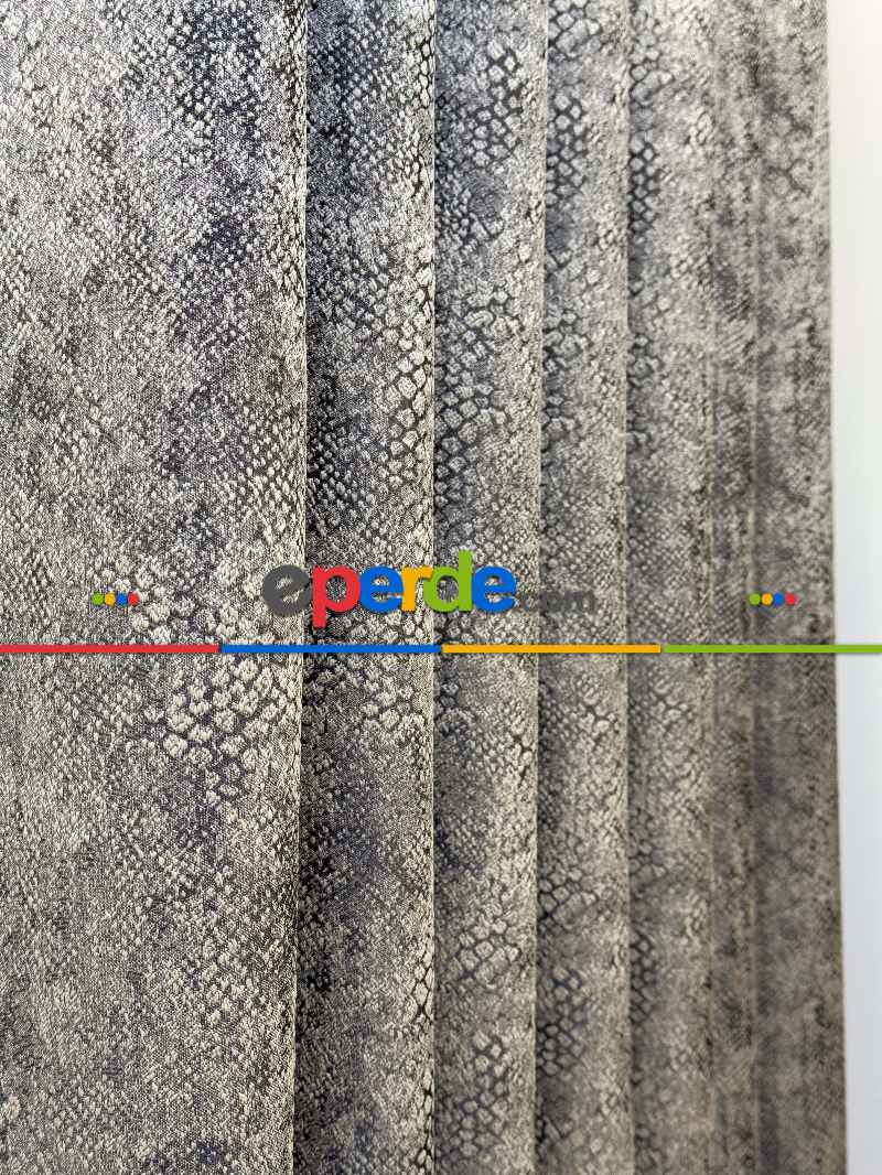 Salon - Gri Jakar Dokuma Desenli Fon Perde, Hafif Parlak Premium Kalite Seri
