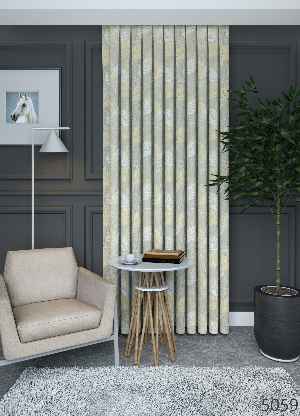 Dökümlü Kumaştan Geniş En Açık Haki Yaprak Desen Fon Perde 1. Kalite